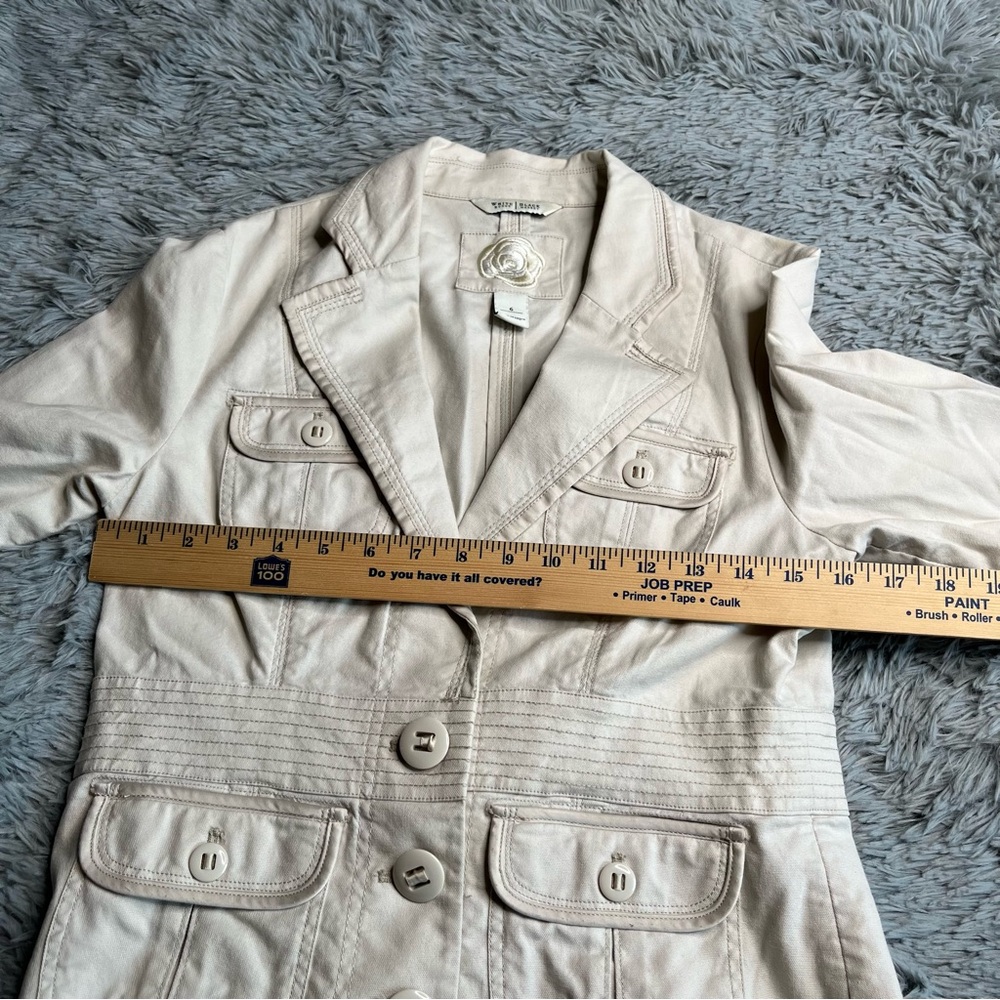 White House Black Market Jacket Womens Size 6 Safari Utility 3/4 Sleeve Blazer - Picture 6 of 9